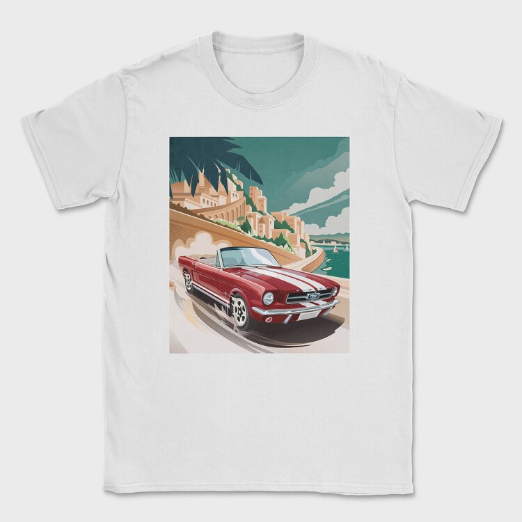 Mustang Coast Cruise Red, Tricou Barbati (Unisex)