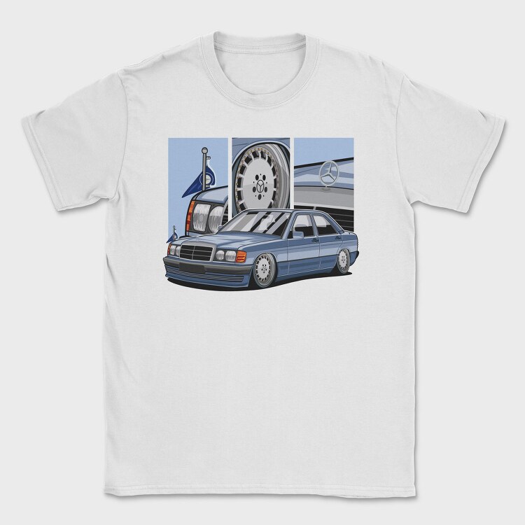 Mercedes W124 Blue Stance, Tricou Barbati (Unisex)