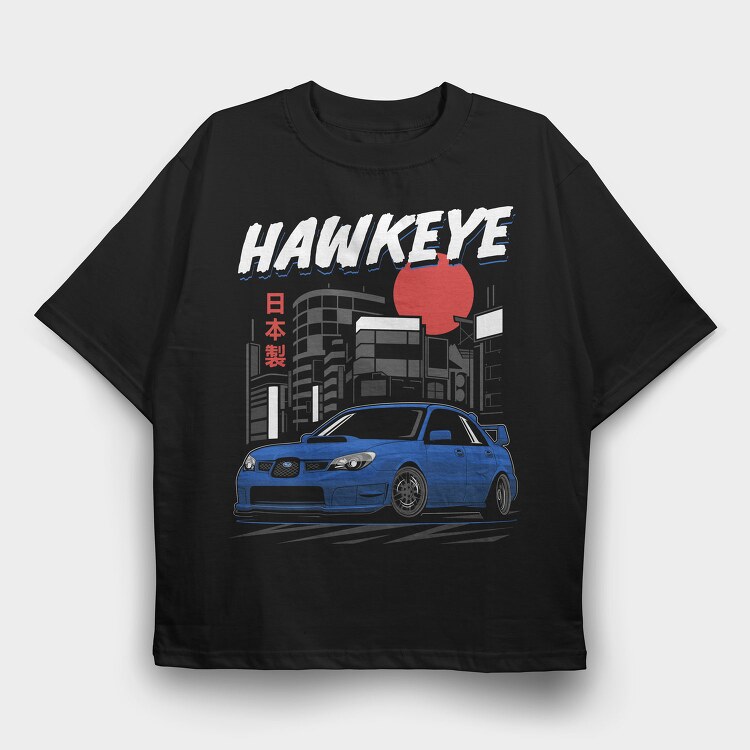 Jdm Subaru Wrx Stance Red Skyline, Tricou Oversize Barbati (Unisex)