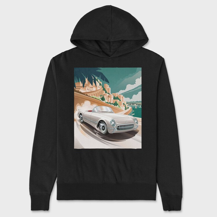 Coastal Vintage Car Cruise, Hanorac Oversize Barbati (Unisex)