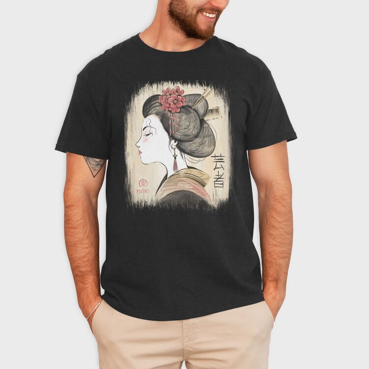 Geisha Traditional Vinttage, Tricou Barbati (Unisex)