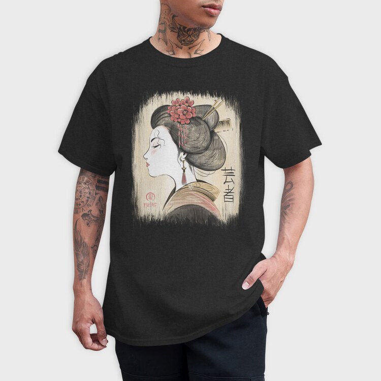 Geisha Traditional Vinttage, Tricou Barbati (Unisex)