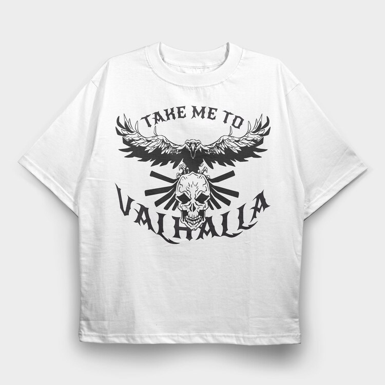 Bird Flying On Skull Crow Front, Tricou Oversize Barbati (Unisex)