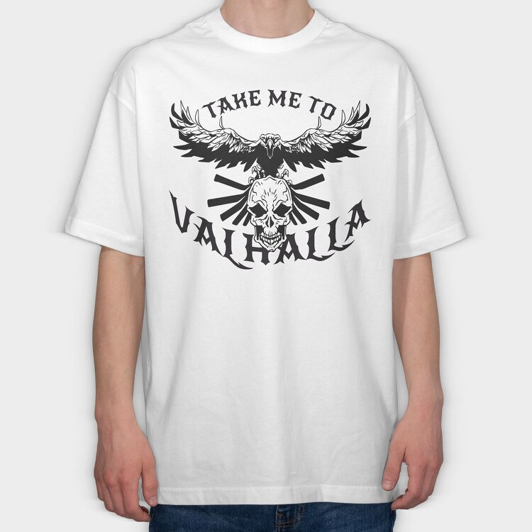 Bird Flying On Skull Crow Front, Tricou Oversize Barbati (Unisex)