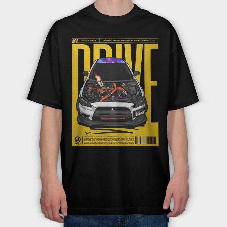 Evo Drive Flame, Tricou Oversize Barbati (Unisex)