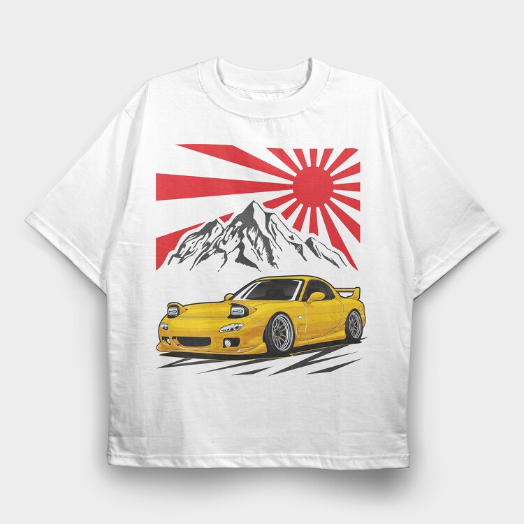 Rx7 Red Sun, Tricou Oversize Barbati (Unisex)