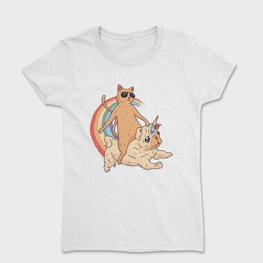 Cat Riding Dog Unicorn, Tricou Femei