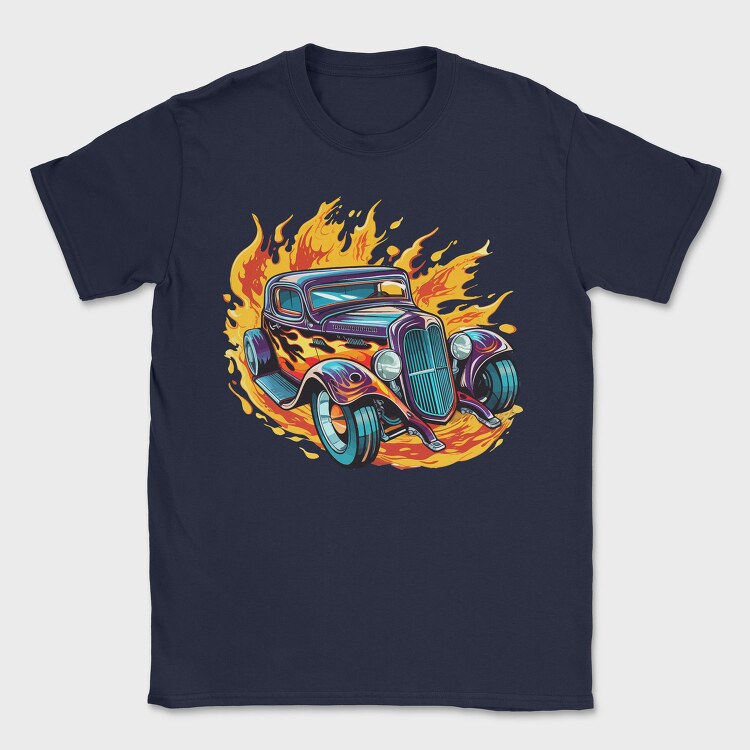 Flame Hotrod Old Car, Tricou Barbati (Unisex)