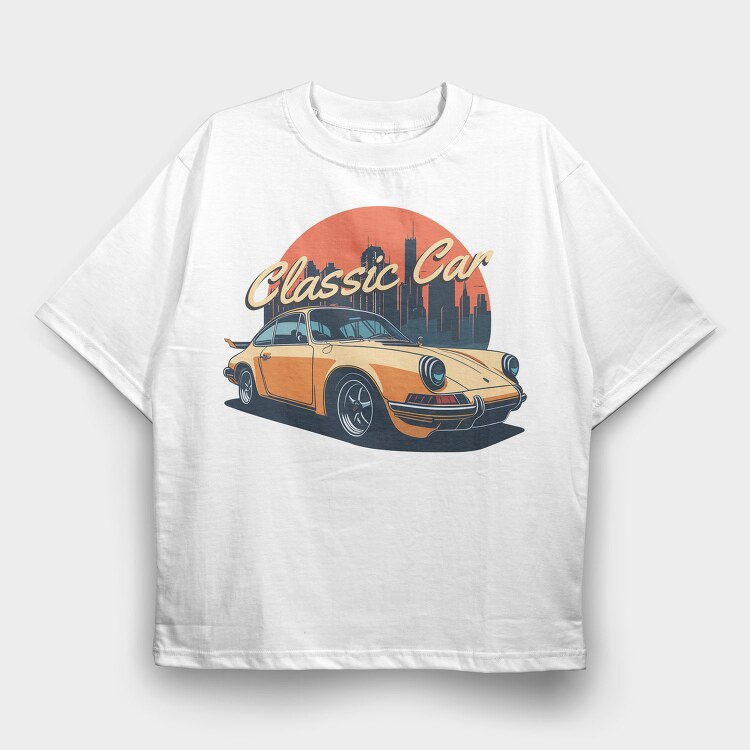 Classic Car Porsche, Tricou Oversize Barbati (Unisex)