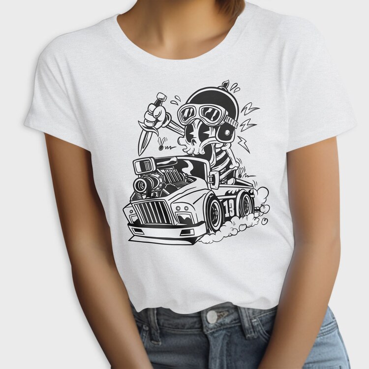 Skull Car Cartoon, Tricou Femei