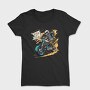Ride or Die Skeleton Motorcycle Flag Art, Tricou Femei