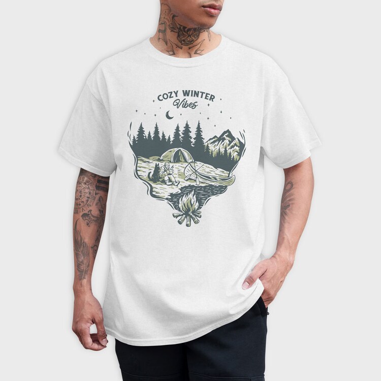 Cozy Winter Vibes Camping, Tricou Barbati (Unisex)