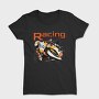 Tilted Competition Motorcycle With Rider Racing Addiction, Tricou Femei