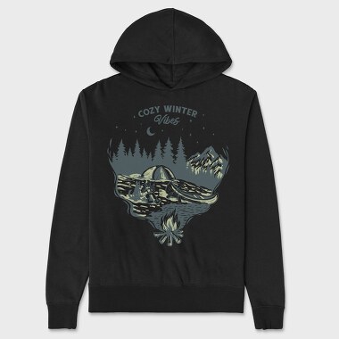 Cozy Winter Vibes Camping, Hanorac Oversize Barbati (Unisex)