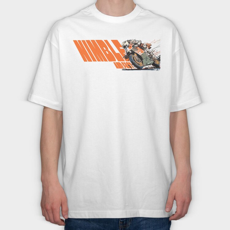 Tilted Competition Motorcycle With Rider Nimble and Fast, Tricou Oversize Barbati (Unisex)