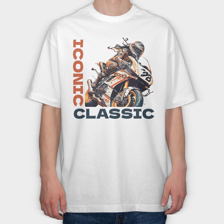 Racing Motorcycle Manga Style Iconic Classic, Tricou Oversize Barbati (Unisex)