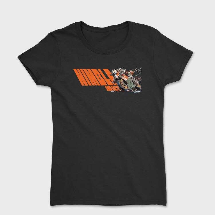 Tilted Competition Motorcycle With Rider Nimble and Fast, Tricou Femei