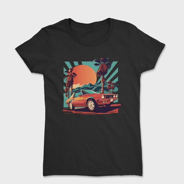 Classic Car Convertible With Scenic, Tricou Femei