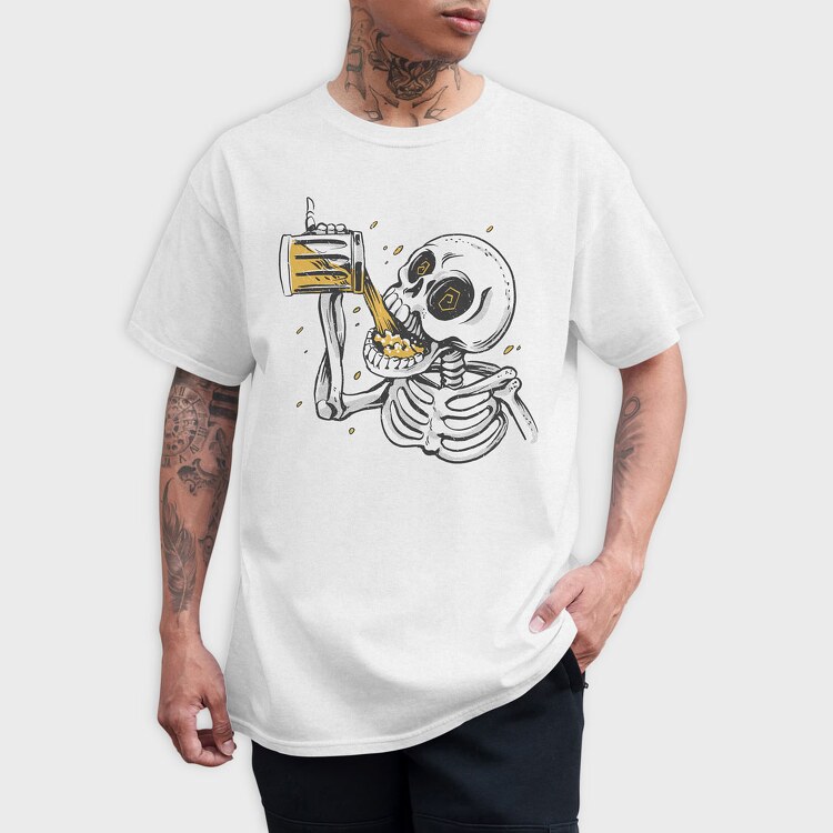 Skull Drinking Beer, Tricou Barbati (Unisex)