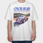 Classic Car Road Trees Sunset, Tricou Oversize Barbati (Unisex)