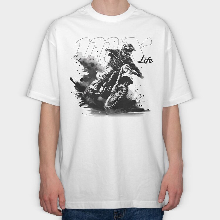 Motocross Rider Kicking Up Dirt Mx Life, Tricou Oversize Barbati (Unisex)