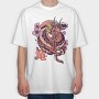 Japanese Dragon Sakura Blossom, Tricou Oversize Barbati (Unisex)