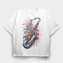 Jazz Saxophone Melody, Tricou Oversize Barbati (Unisex)