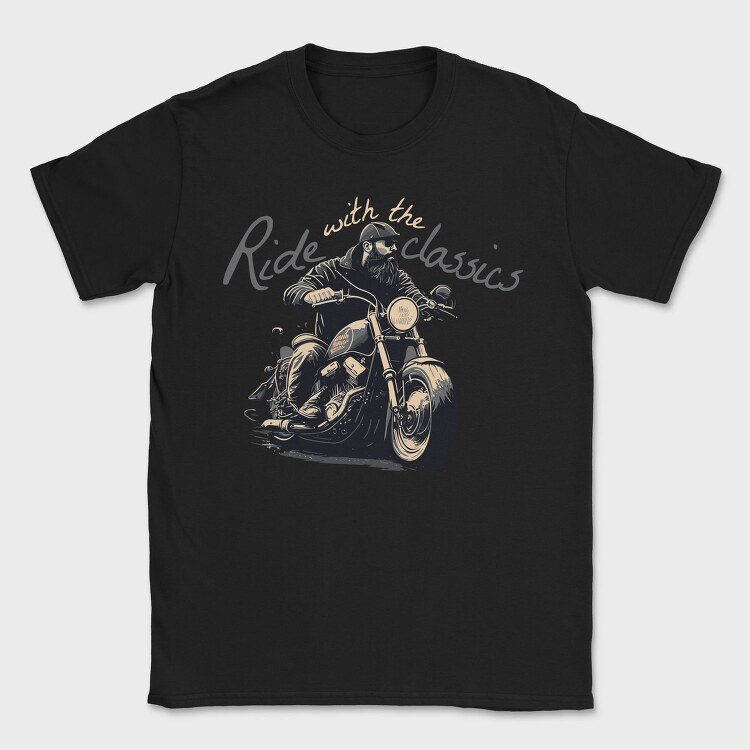Motorcycle With Rider Ride With the Classics, Tricou Barbati (Unisex)