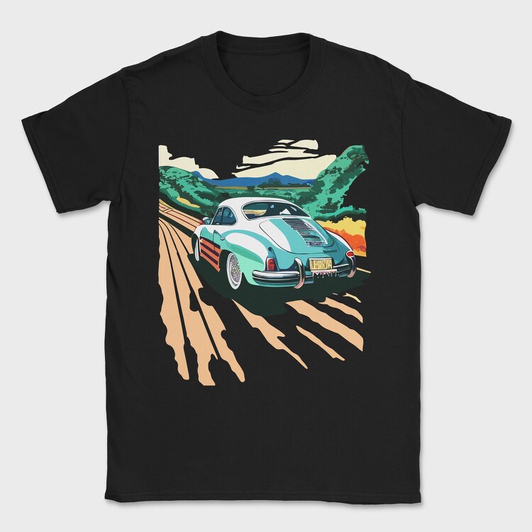 Classic Car Trees Landscape Retro, Tricou Barbati (Unisex)