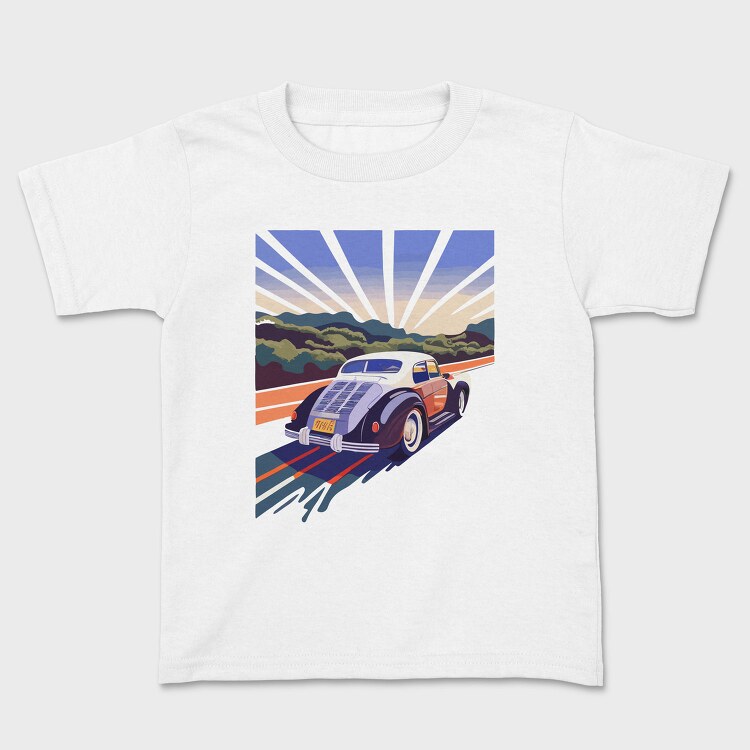 Classic Car Road Trees Sunset, Tricou Copii