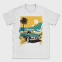 Classic Car Palm Trees Sun Sea City, Tricou Barbati (Unisex)