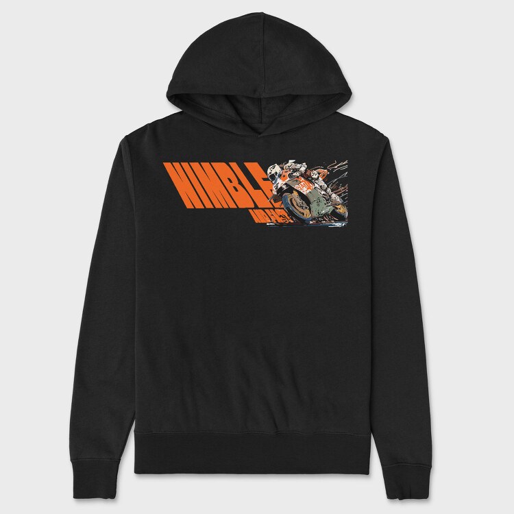 Tilted Competition Motorcycle With Rider Nimble and Fast, Hanorac Oversize Barbati (Unisex)