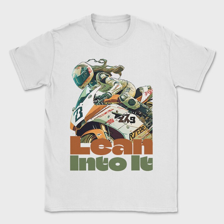 Tilted Competition Motorcycle With Rider Lean Into It, Tricou Barbati (Unisex)