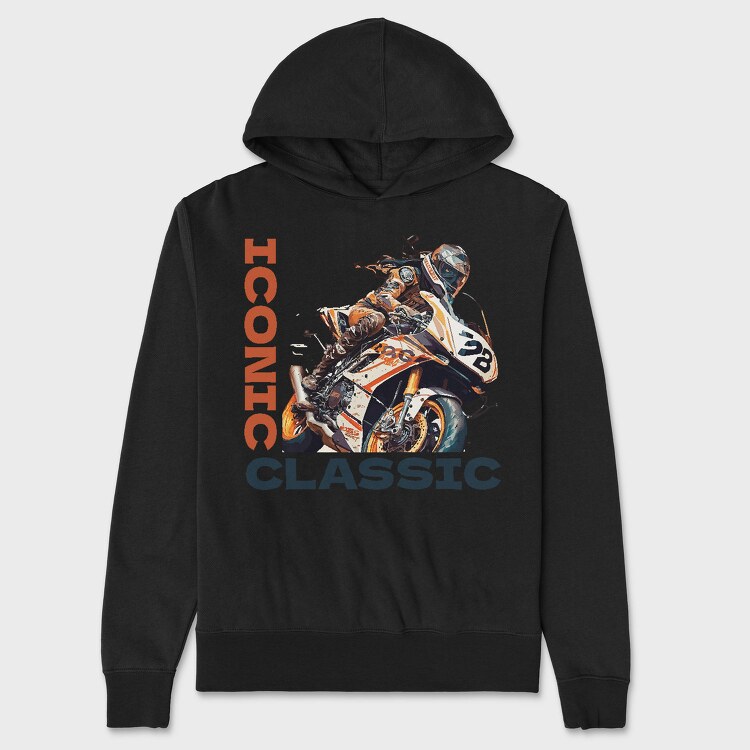Racing Motorcycle Manga Style Iconic Classic, Hanorac Oversize Barbati (Unisex)