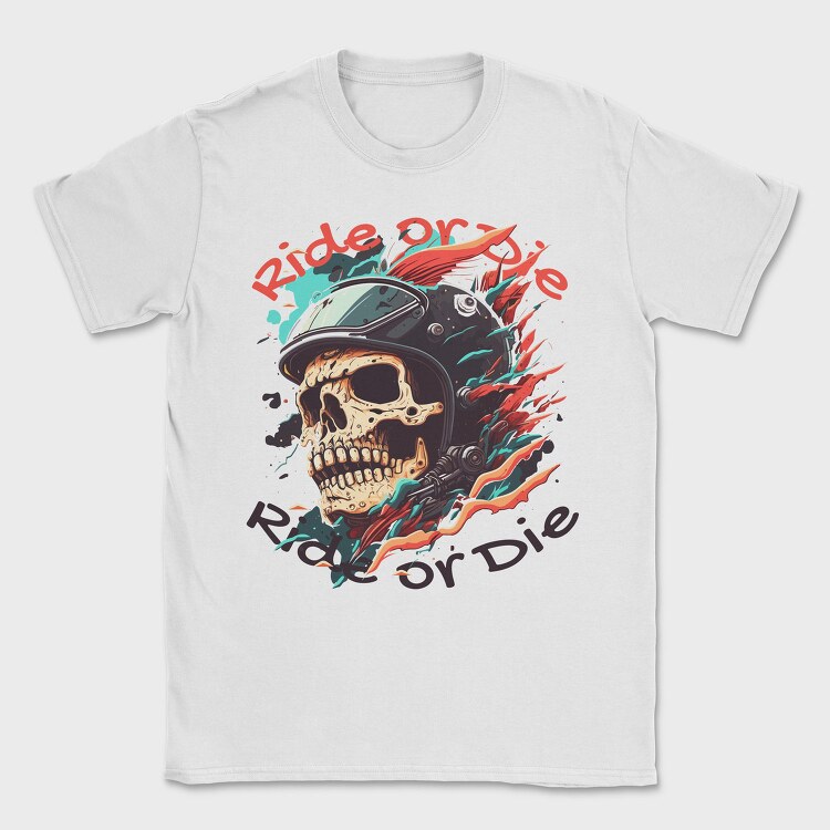 Motorcycle Helmet Skull Ride or Die, Tricou Barbati (Unisex)