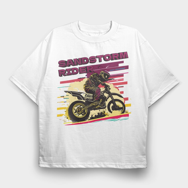 Motocross Rider MotorcycleArt 80S, Tricou Oversize Barbati (Unisex)