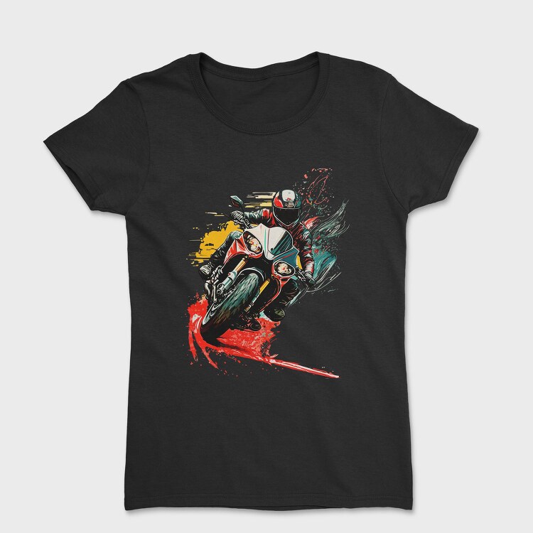 Colorful Explosion Sports Motorcycle Rider, Tricou Femei