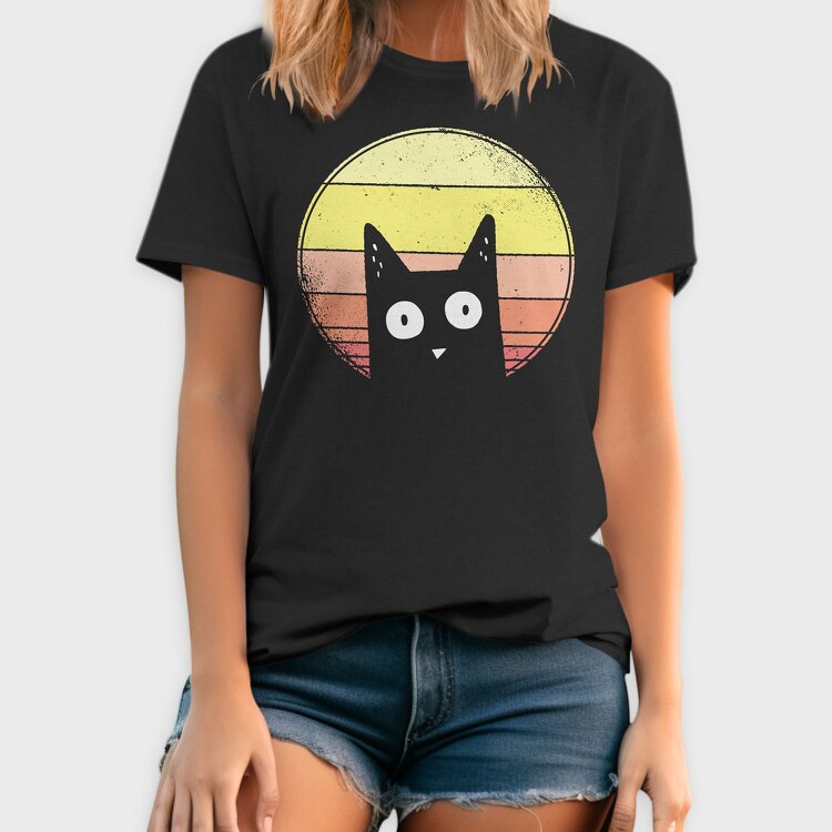 Vintage Sunset Cat, Tricou Barbati (Unisex)