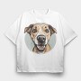 Joyful Dog Portrait, Tricou Oversize Barbati (Unisex)