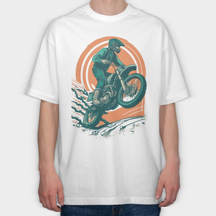 Biker Jumping Motocross Motorcycle, Tricou Oversize Barbati (Unisex)