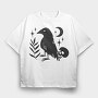 Night Raven And Skull Mug, Tricou Oversize Barbati (Unisex)