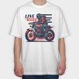Live to Live MotorcycleArt RetroStyle, Tricou Oversize Barbati (Unisex)