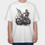 American Flag Skeleton Motocross Motorcycle, Tricou Oversize Barbati (Unisex)