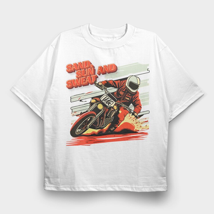 Motocross MotorcycleArt 80S, Tricou Oversize Barbati (Unisex)