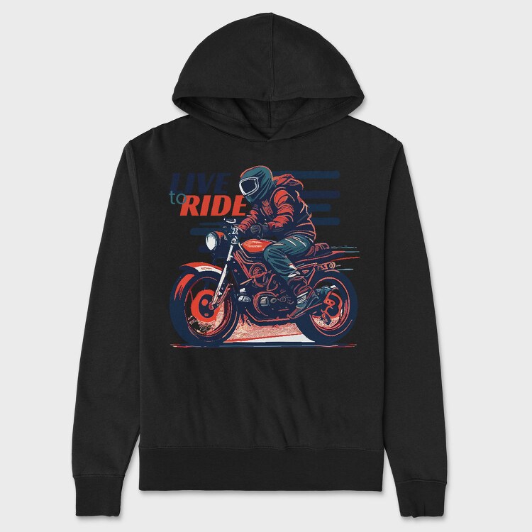 Live to Live MotorcycleArt RetroStyle, Hanorac Oversize Barbati (Unisex)