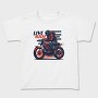 Live to Live MotorcycleArt RetroStyle, Tricou Copii