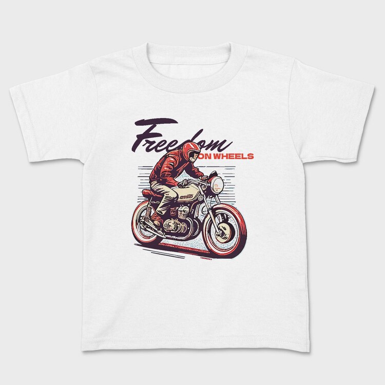 Freedom on Wheels Motorcycle Retro, Tricou Copii