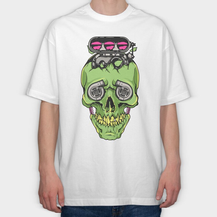 Skull Piston 2, Tricou Oversize Barbati (Unisex)