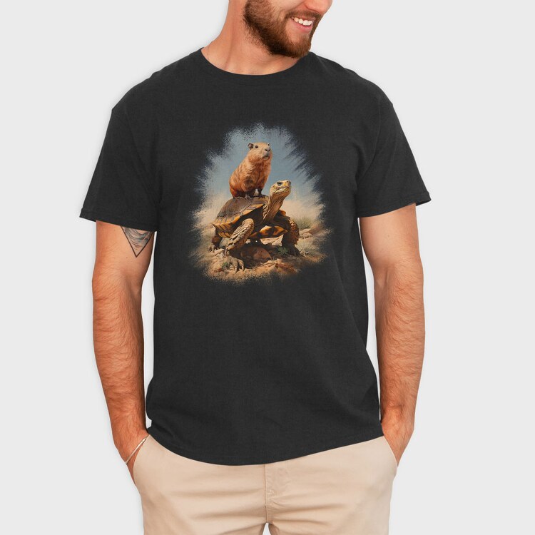 Capibara and Turtle, Tricou Barbati (Unisex)