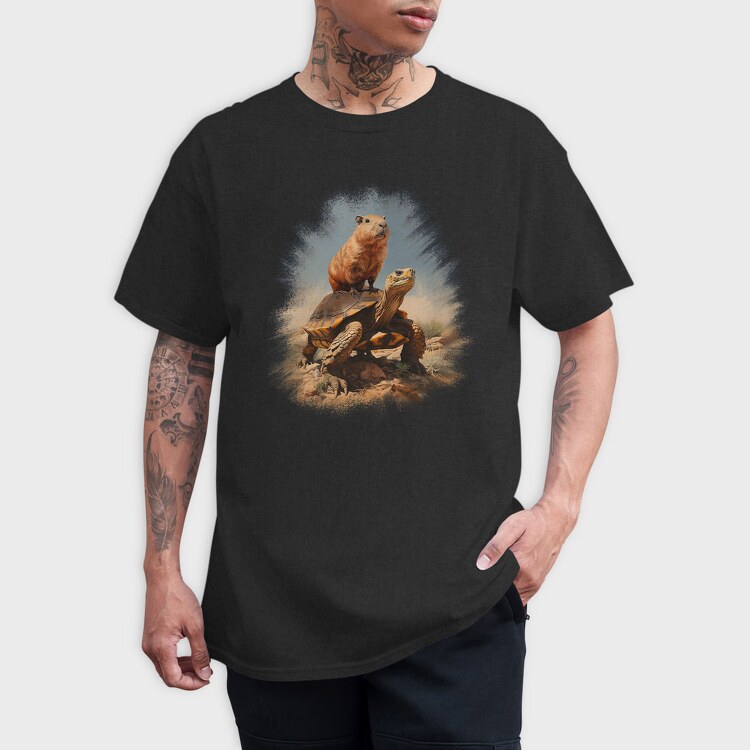 Capibara and Turtle, Tricou Barbati (Unisex)